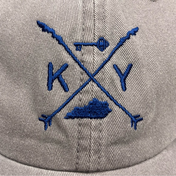 Grey Kentucky Shop Local Baseball Hat with Blue Embroidery - Picture 9 of 11